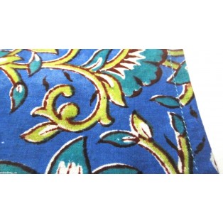 Set of 2 Floral Print Cotton Pocket Square Hanky Handkerchief Green & Blue 12.5"